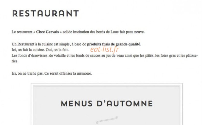 Chez Gervais — carte page 1