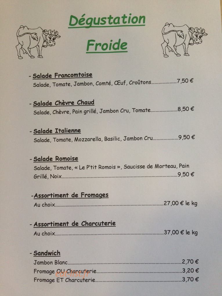 Fromages Lehmann — carte page 1
