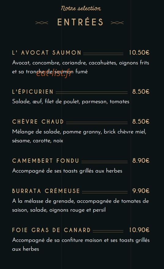 L'épicurien — carte page 1
