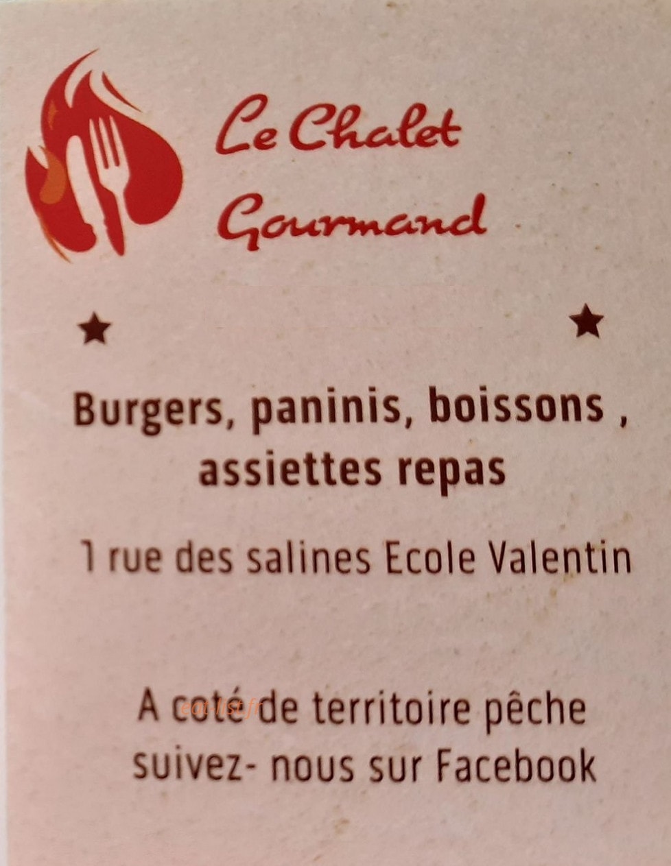 Le chalet gourmand — carte page 1