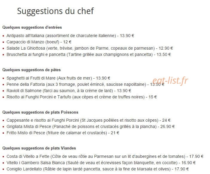 Trattoria Toscana — carte page 1