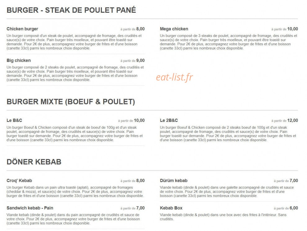 Big Hamburger — carte page 2