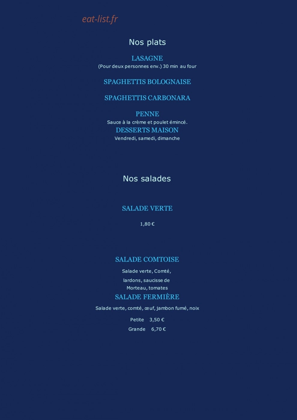 Pizzas Thierry — carte page 3