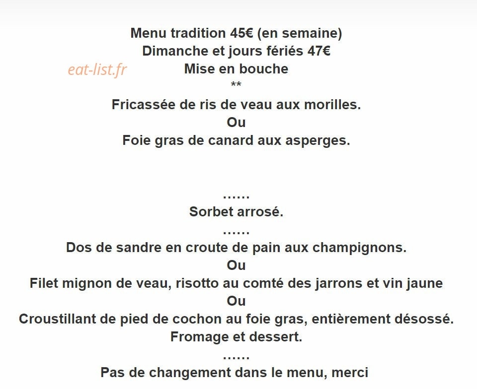 Restaurant du Pont — carte page 2