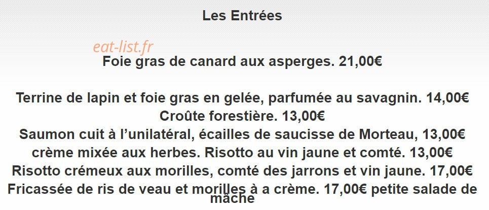 Restaurant du Pont — carte page 3