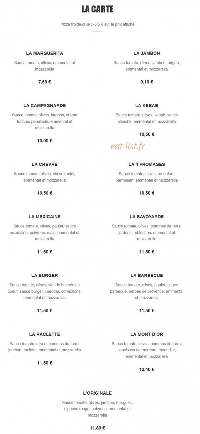 Instapizza — carte page 1