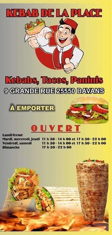 Kebab De La Place — carte page 1