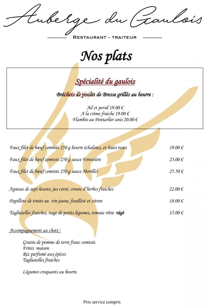 Auberge du Gaulois — carte page 2