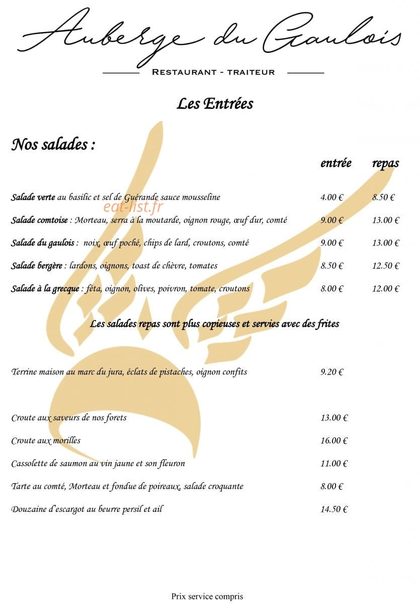 Auberge du Gaulois — carte page 1