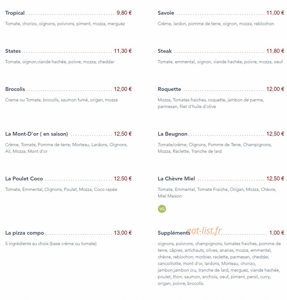 Dem's pizz' burger — carte page 2