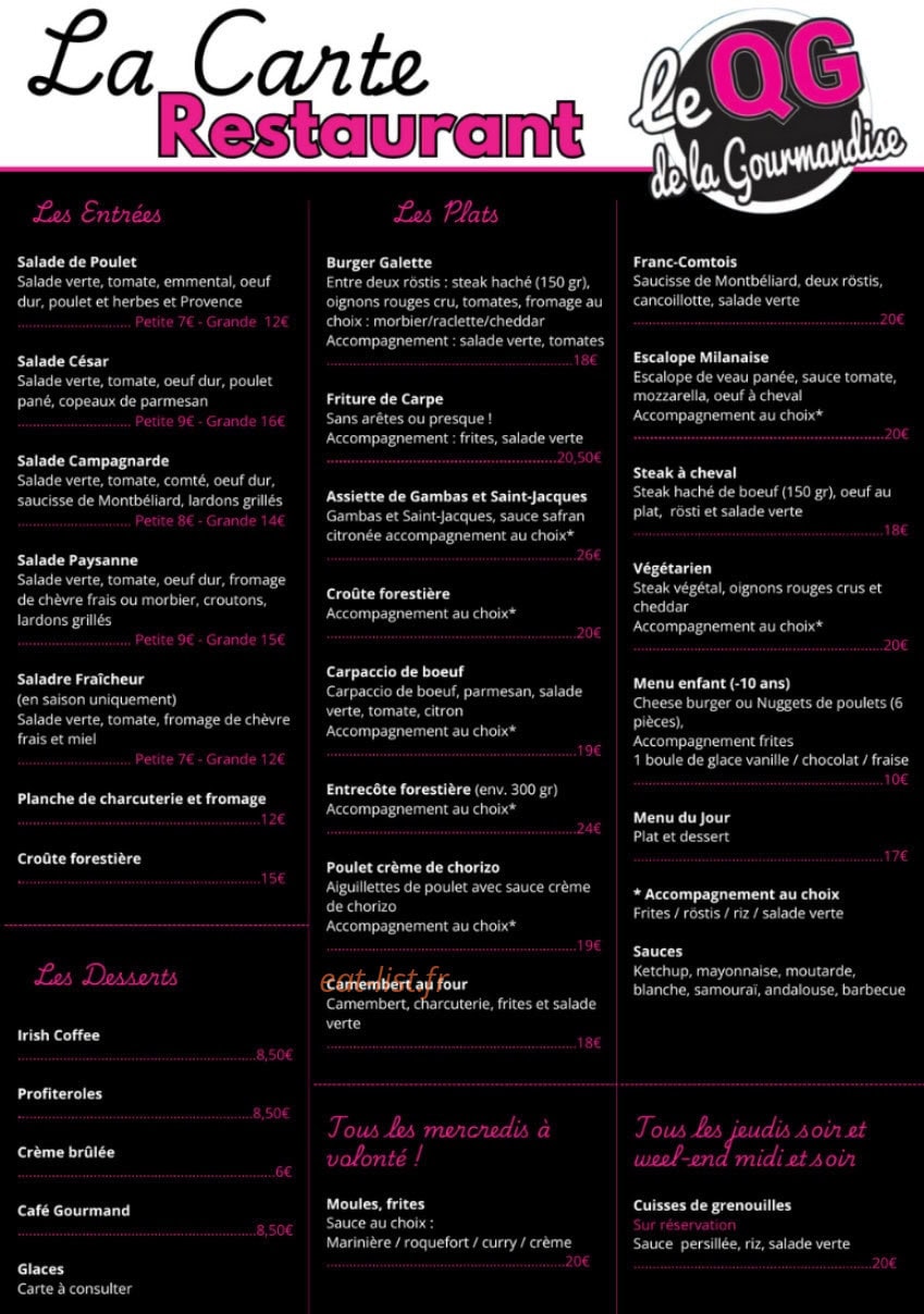 Le QG de la gourmandise — carte page 2