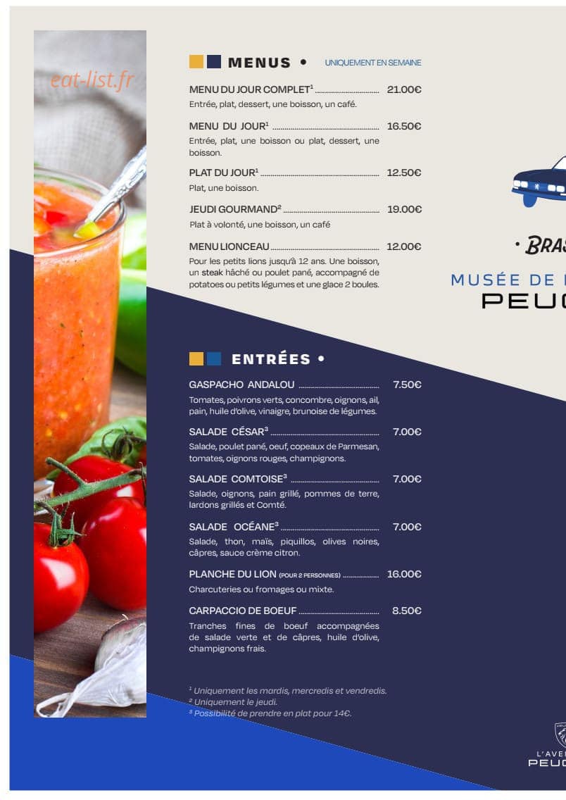 Brasserie du Musee Peugeot — carte page 2