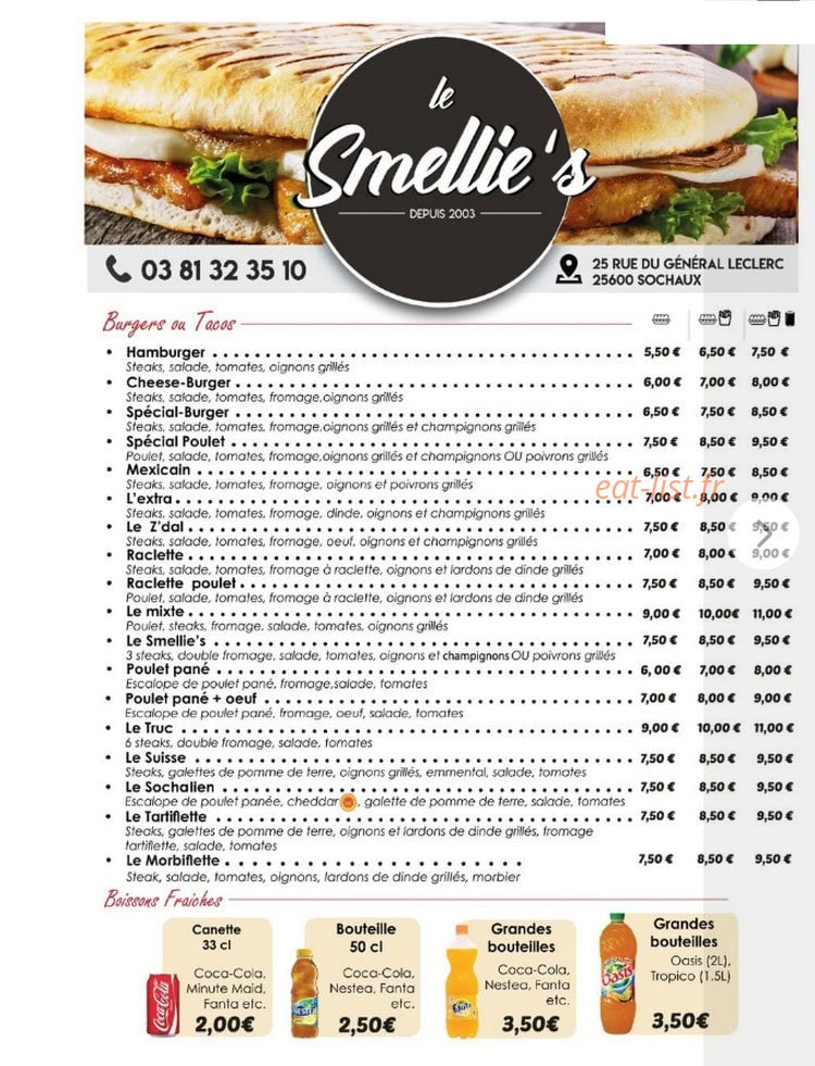 Smellie's — carte page 1