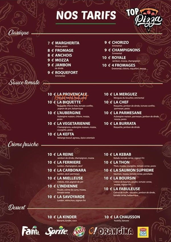 Top pizza — carte page 2