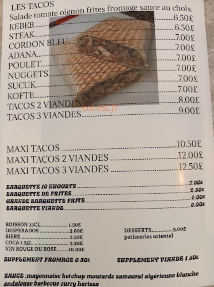 Kaya Kebab — carte page 1
