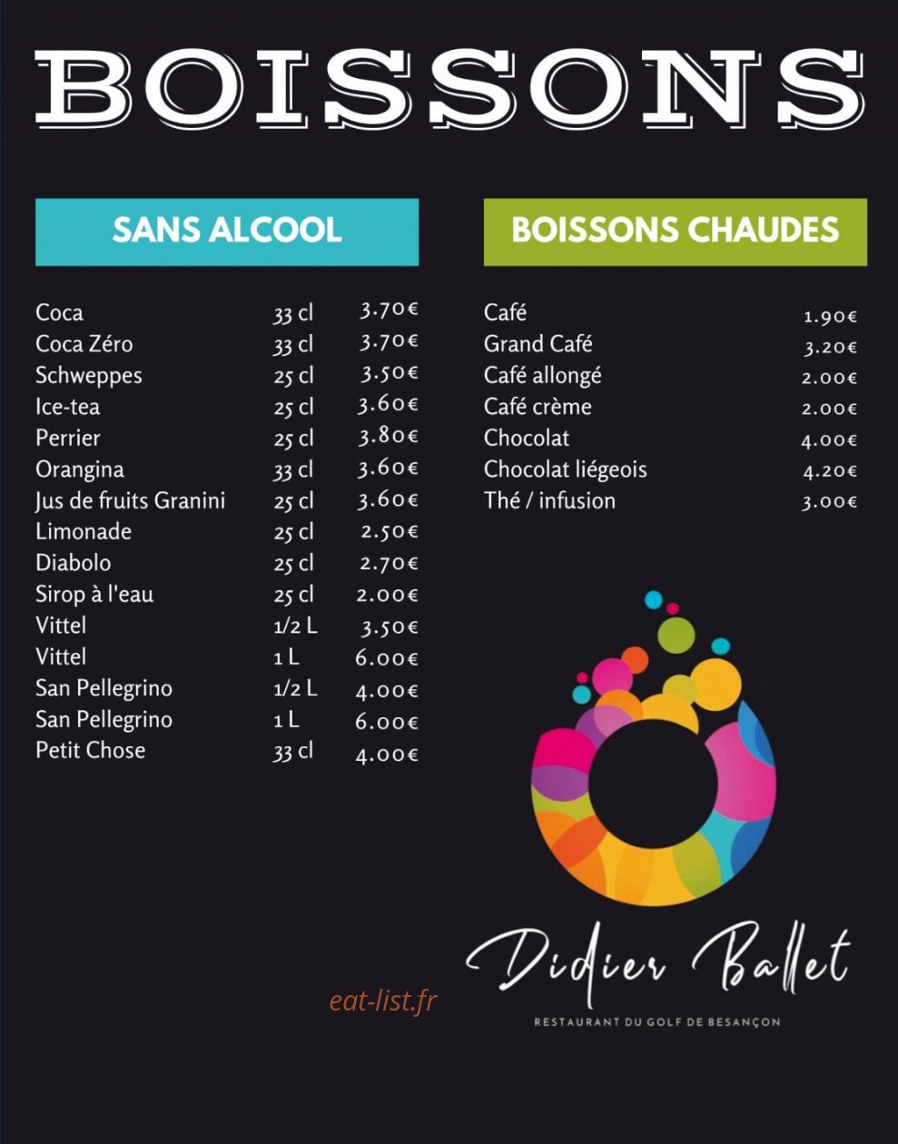 Restaurant Du Golf — carte page 2