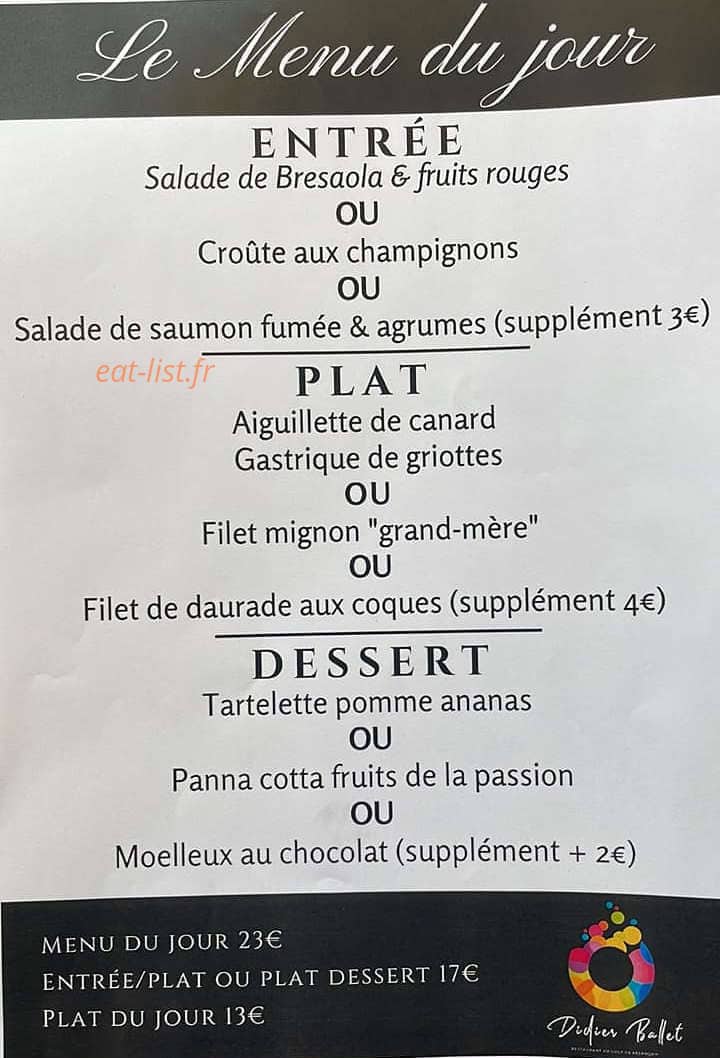 Restaurant Du Golf — carte page 1