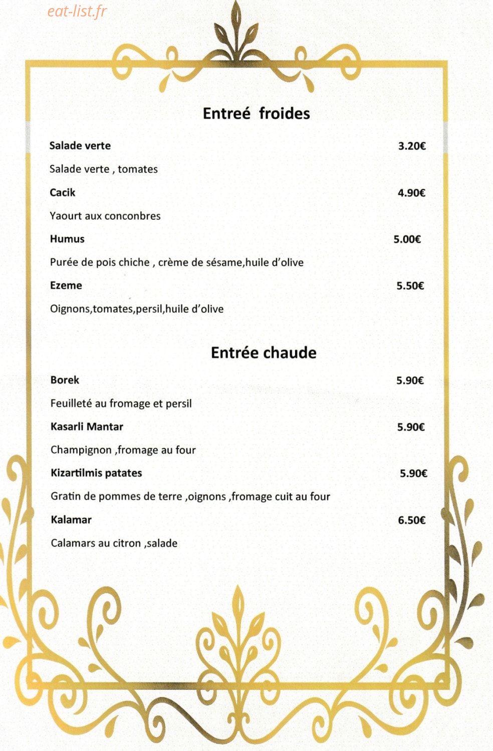 Restaurant du centre — carte page 2