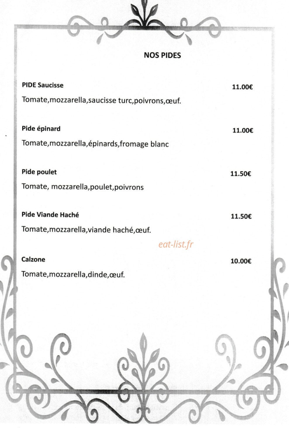 Restaurant du centre — carte page 4
