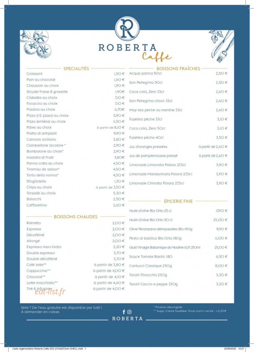 Roberta Caffè — carte page 1