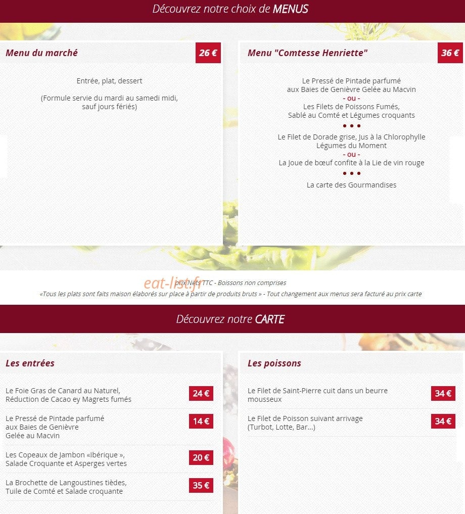La Cheminée — carte page 1