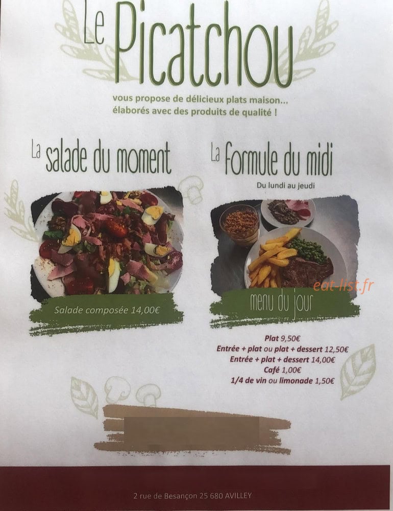 Le Picatchou — carte page 1