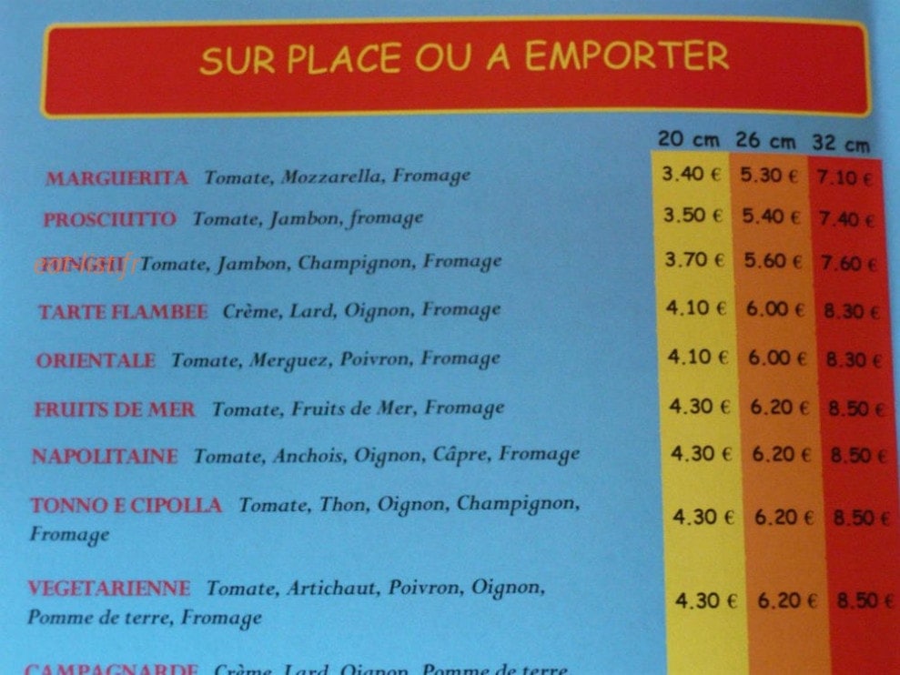 La Caverne aux pizzas — carte page 2
