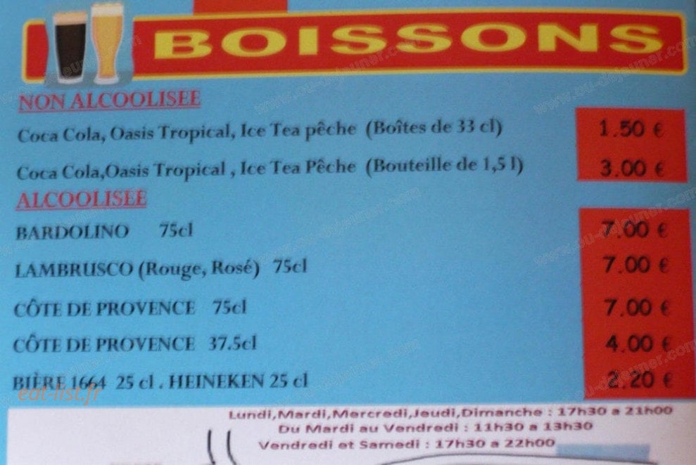 La Caverne aux pizzas — carte page 5