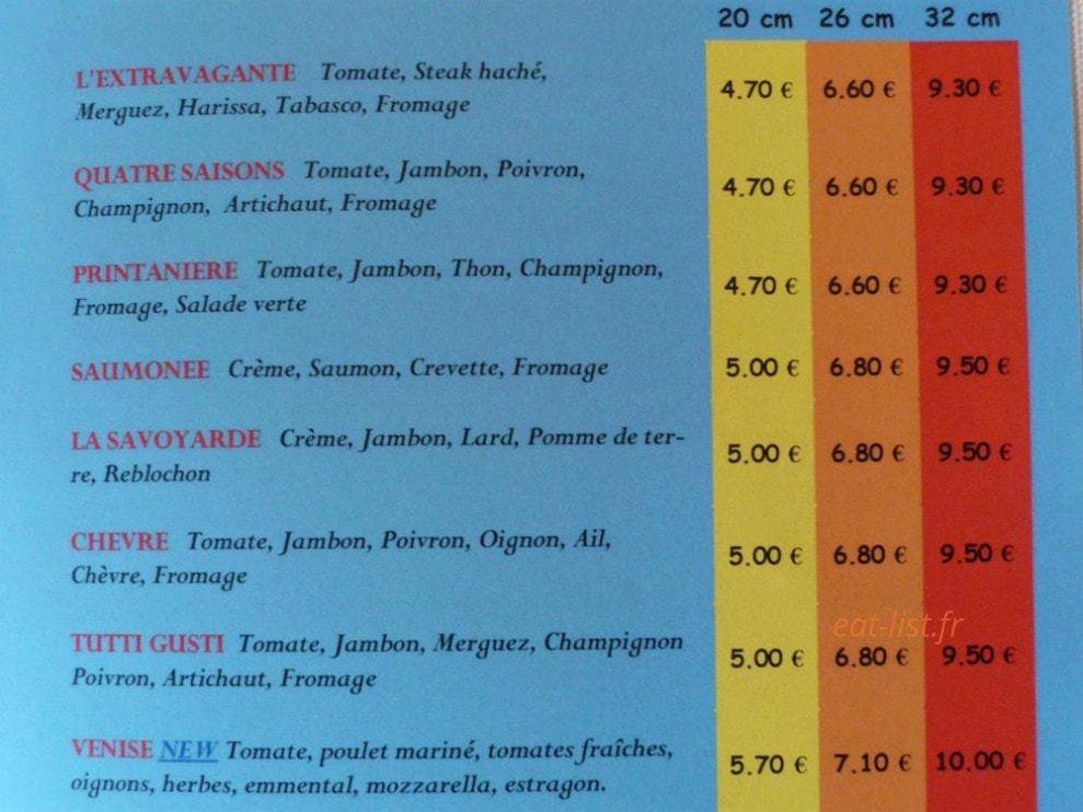 La Caverne aux pizzas — carte page 3