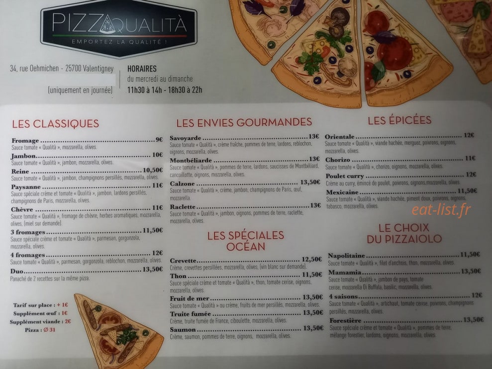 Pizza Qualita — carte page 2