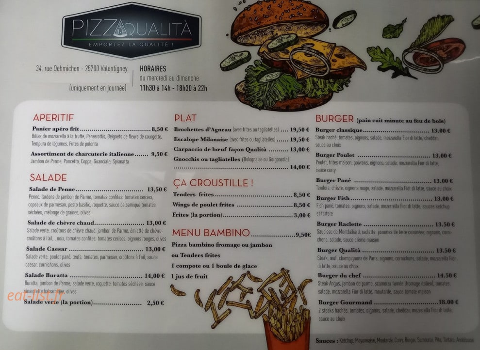 Pizza Qualita — carte page 1