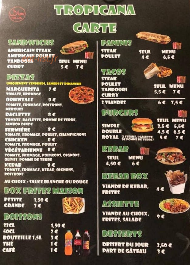 Snack Tropicana — carte page 1
