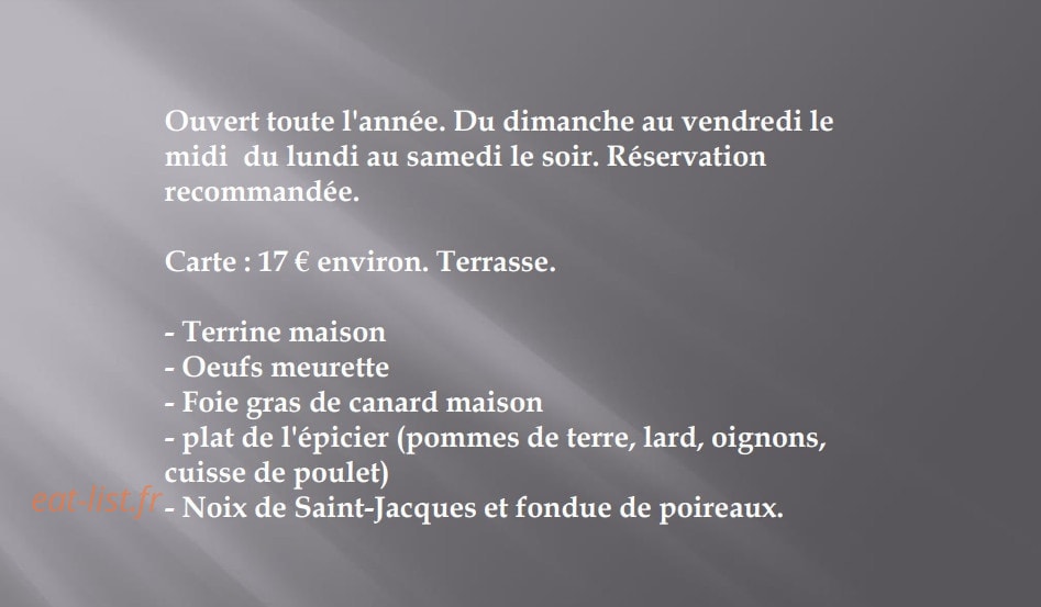L'Épicerie du Canal — carte page 1