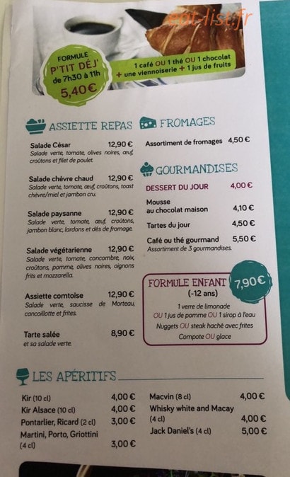 O ptit resto — carte page 1