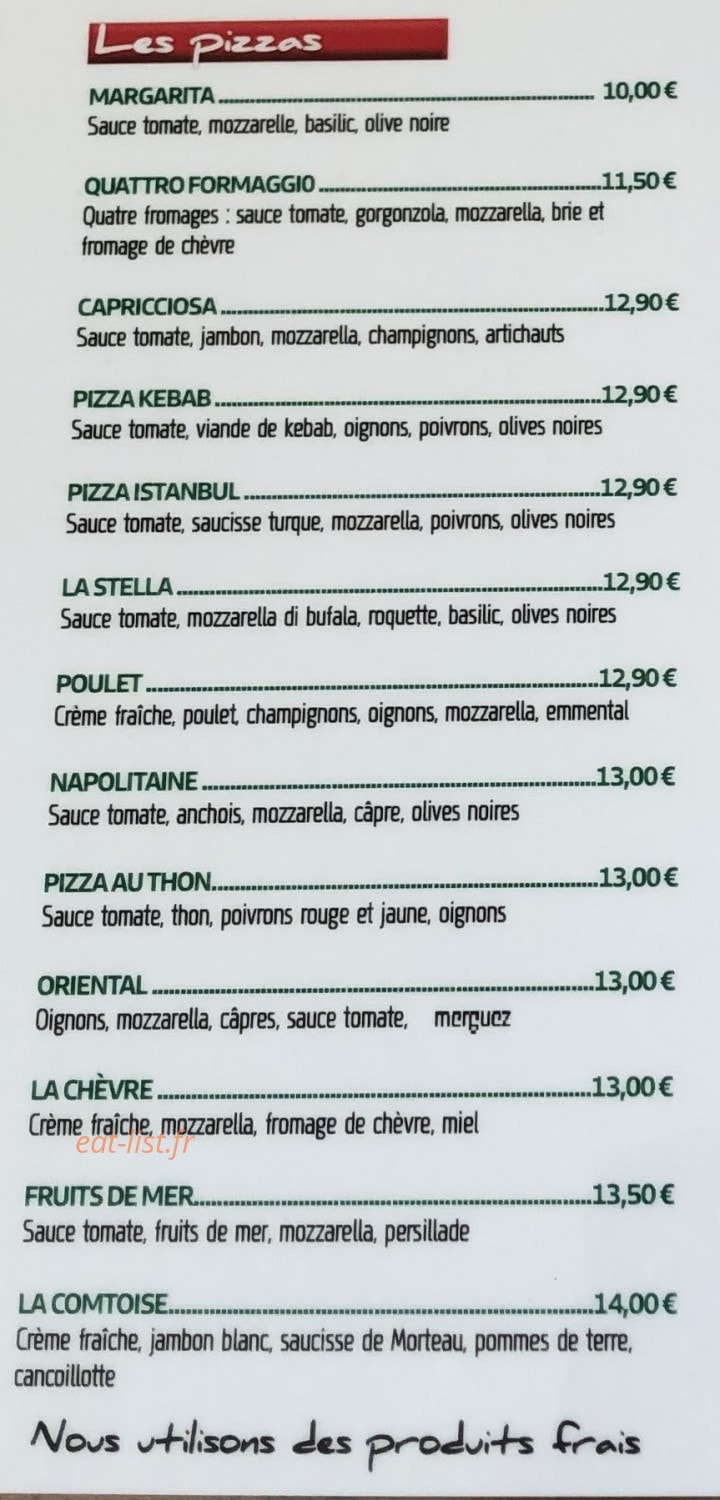 La Stella Pizza — carte page 2