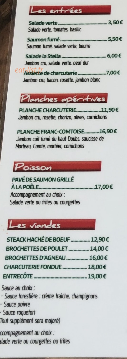 La Stella Pizza — carte page 1