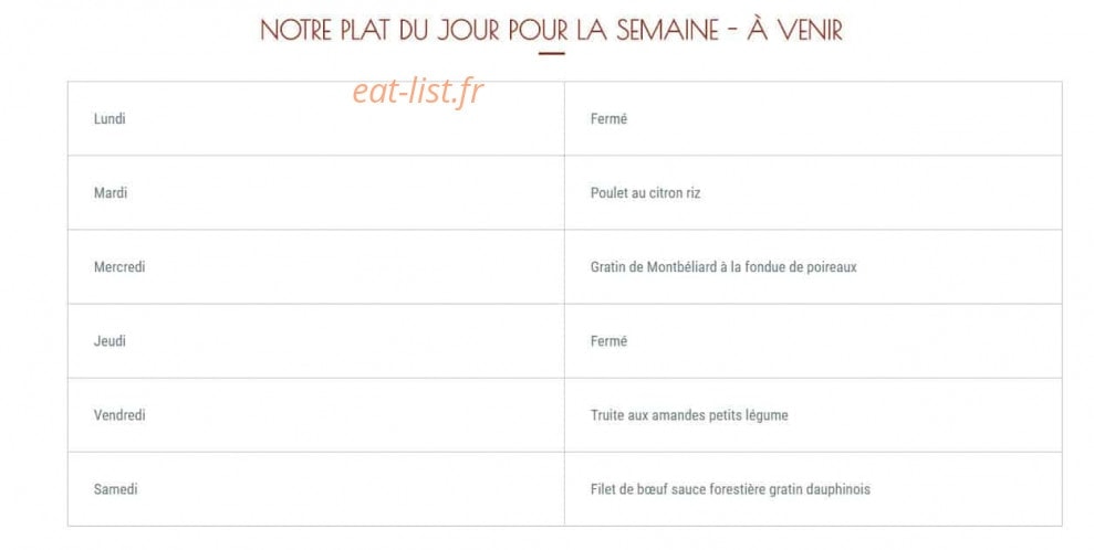 O Fournil de Beure — carte page 1