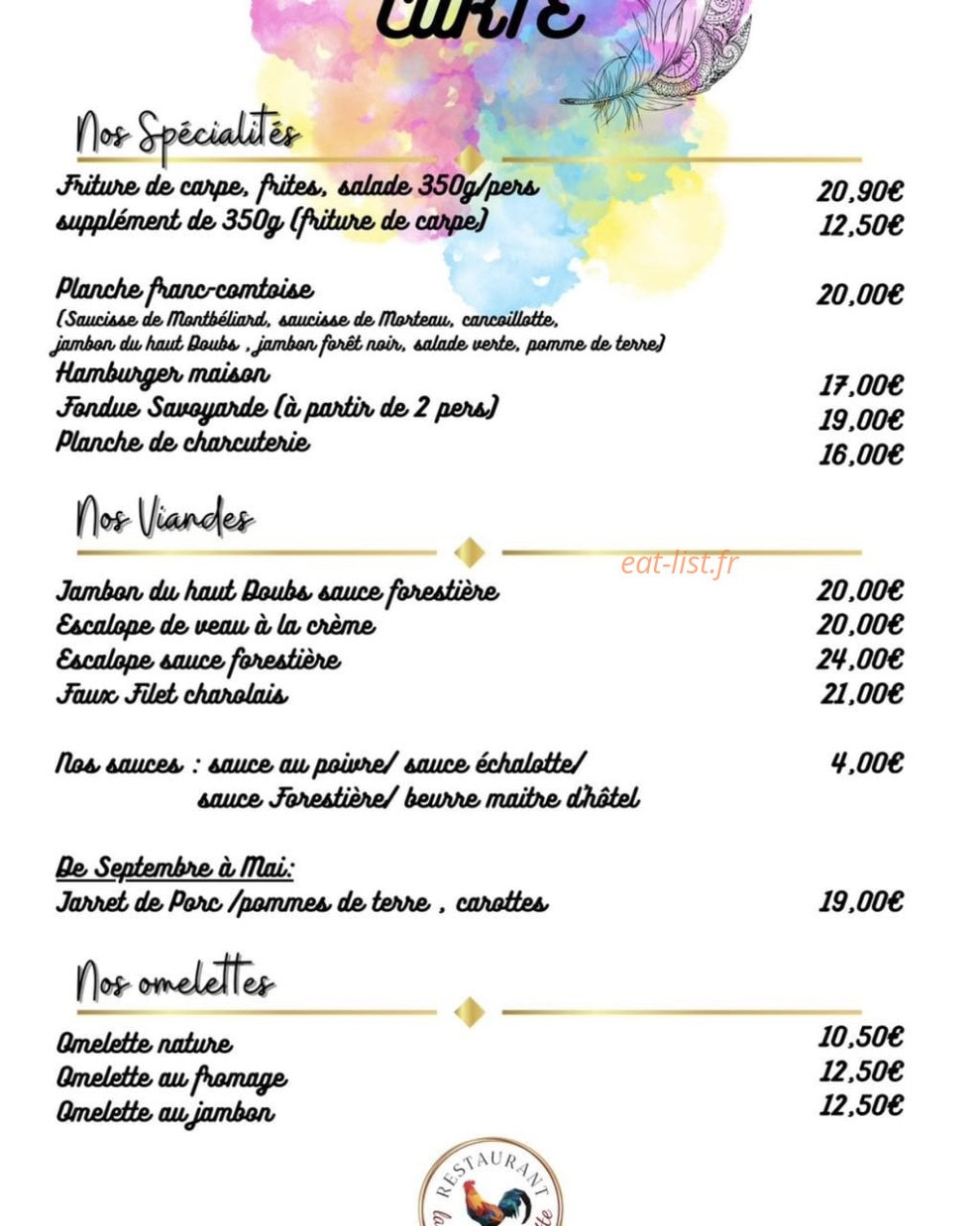 La table de clairette — carte page 1