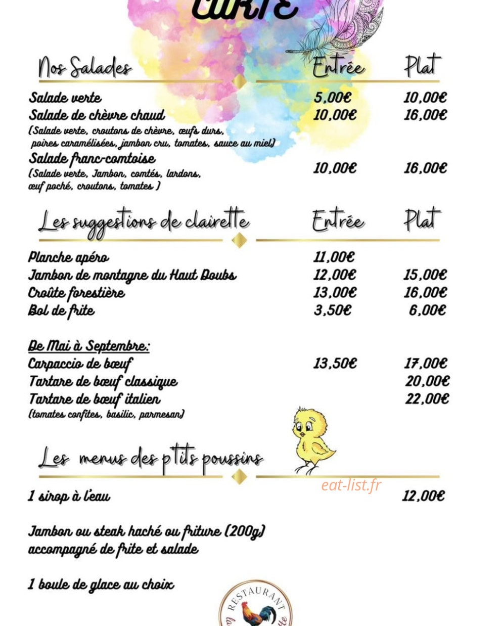 La table de clairette — carte page 2