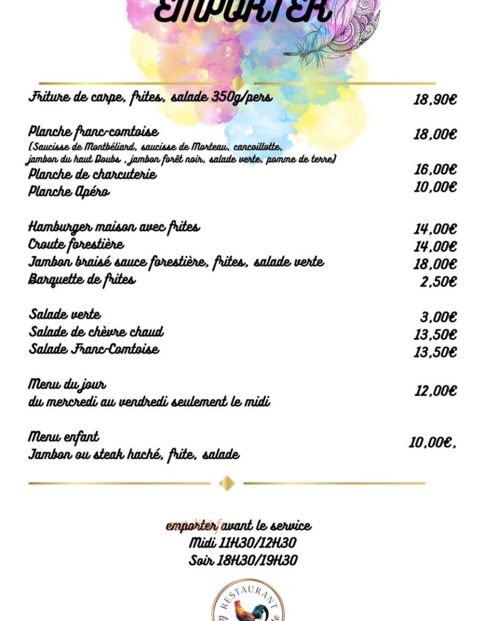 La table de clairette — carte page 4