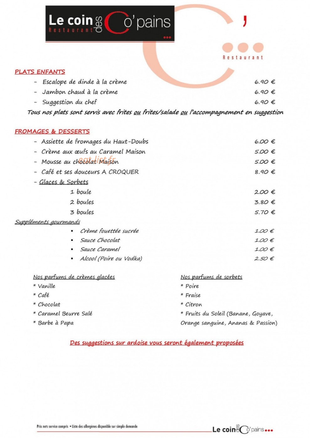 Le Coin des Co'Pains — carte page 2