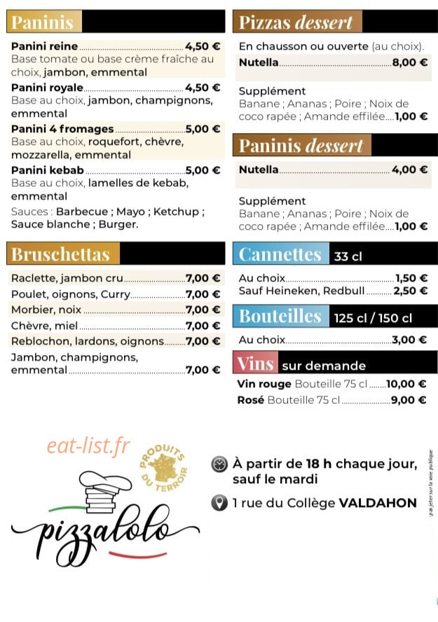 Pizza Lolo — carte page 2