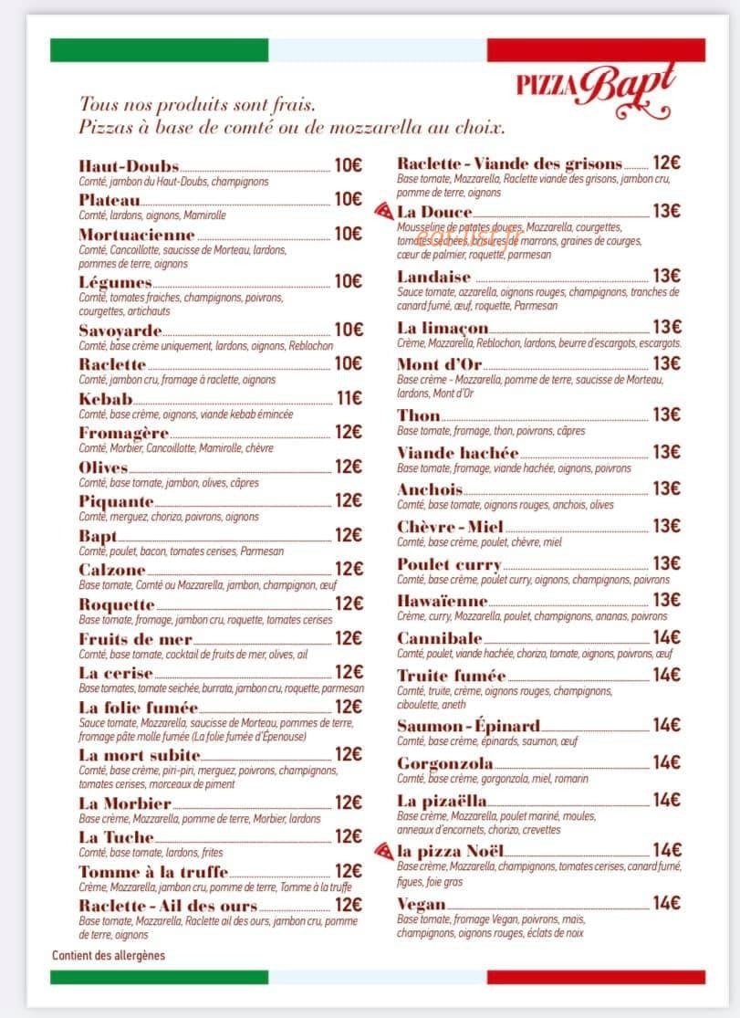Pizzabapt — carte page 2