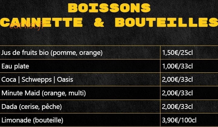 Carte et menu de La rosticceria à Bonnay — Les boissons canette et bouteilles