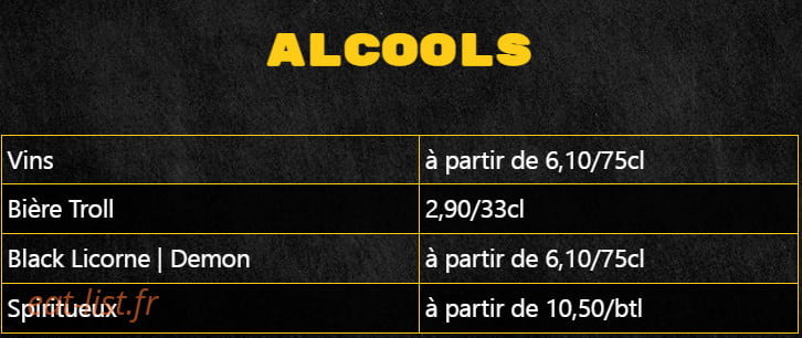 Carte et menu de La rosticceria à Bonnay — Les alcools