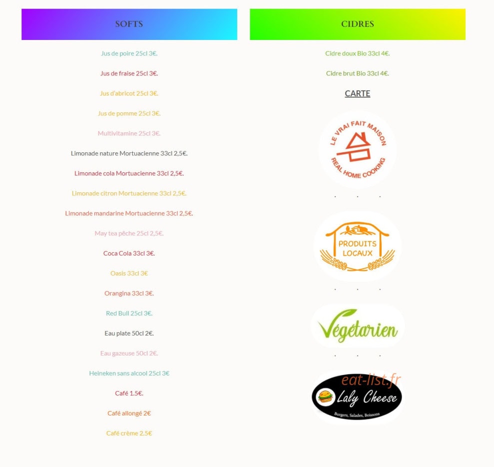 Laly Cheese — carte page 4