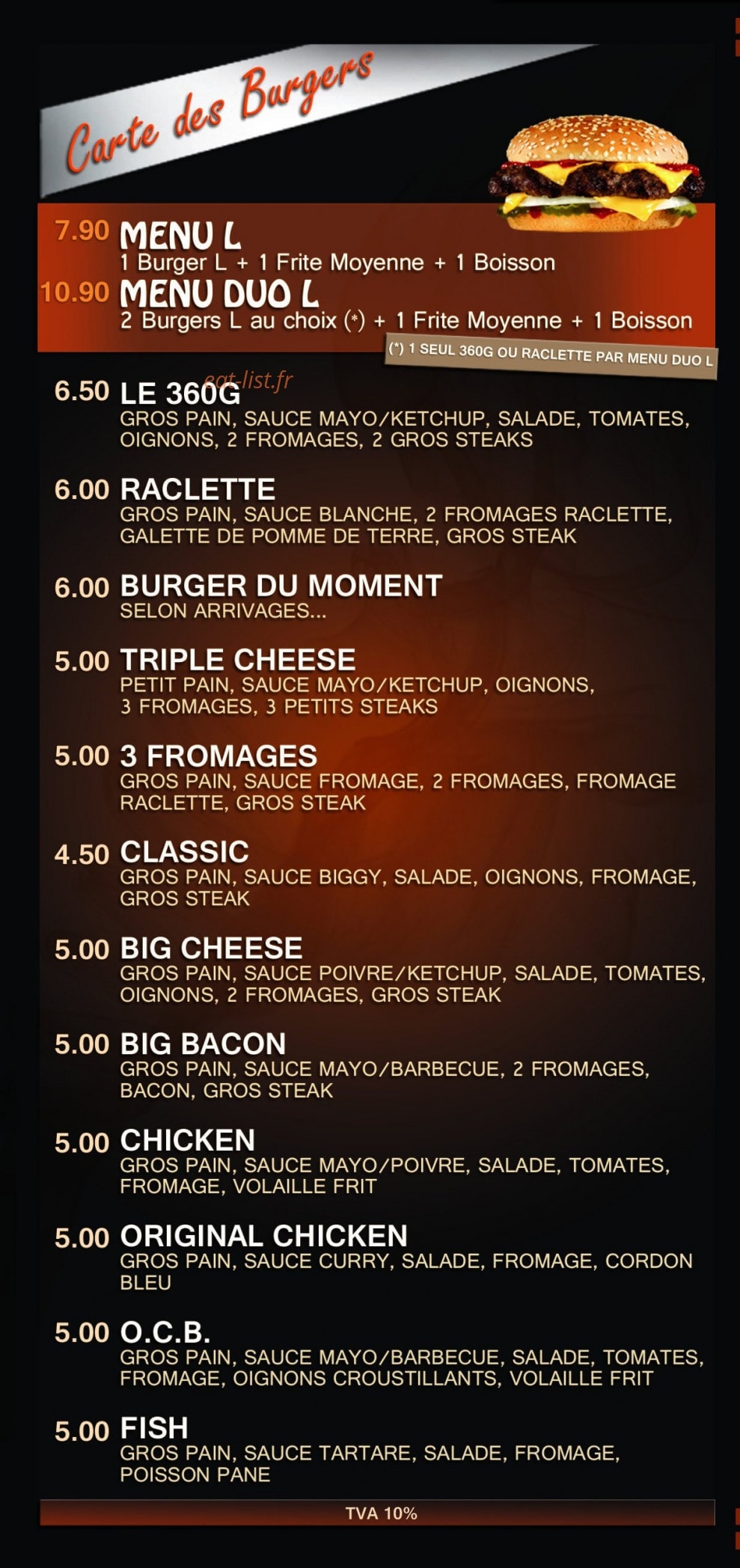 Burger Food — carte page 1