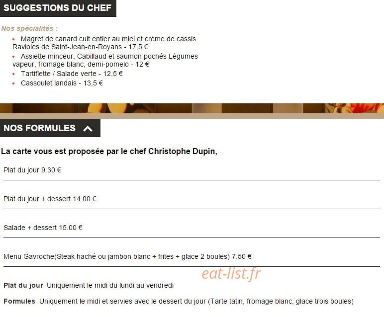 Café Le Victor Hugo — carte page 1
