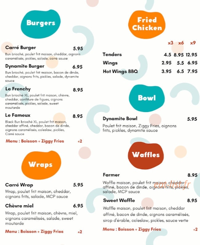 Carré Chicken — carte page 1