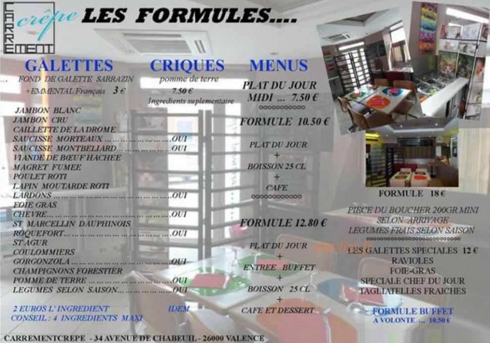 Carrement Crêpe & Pizza — carte page 1